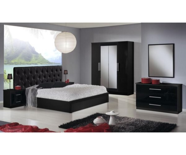 Dima Mobili Eva Black Bedroom Set with 4 Door Wardrobe Italian Bedroom set Home Store Uk