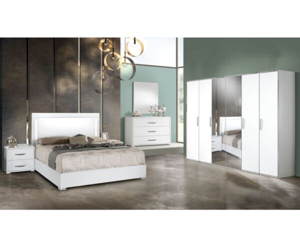 H2O Design Denise White Italian Bedroom Set with 6 Door Wardrobe