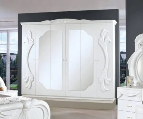 H2O Design Vanity2 White Italian 6 Door Wardrobe Italian Bedroom Set Home Store UK