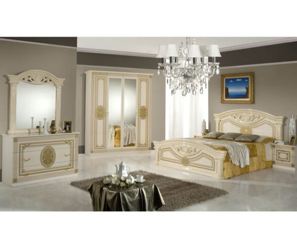 Dima Mobili Amalfi Beige Bedroom Set with 4 Door Wardrobe