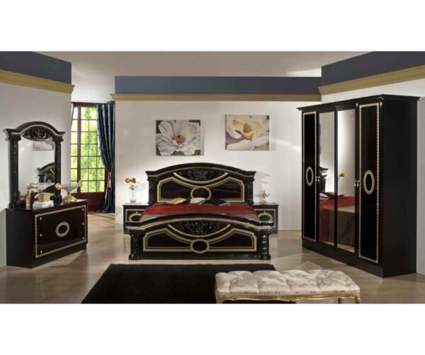 Dima Mobili Kate Black Bedroom Set with 6 Door Wardrobe Italian Bedroom Set Home Store UK