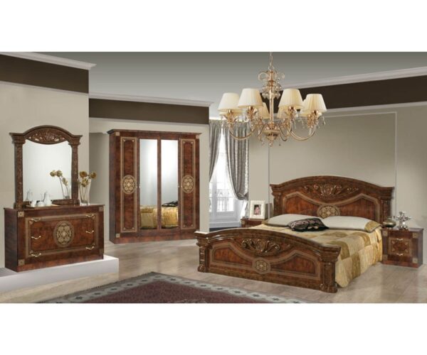 Dima Mobili Kate Walnut Bedroom Set with 4 Door Wardrobe