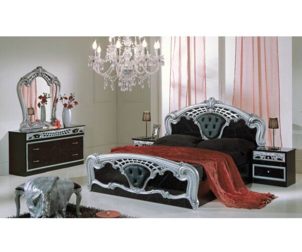 Dima Mobili Lara Black and Silver Bedroom Set with 4 Door Wardrobe