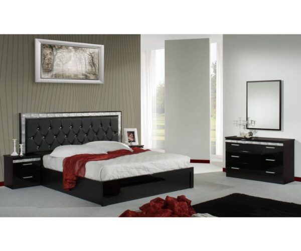 Dima Mobili Linda Black Bedroom Set with 4 Door Wardrobe