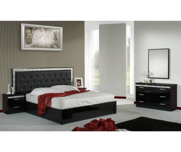 Dima Mobili Linda Black Bedroom Set with 4 Door Wardrobe Italian Bedroom Set Home Store UK