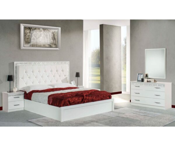 Dima Mobili Linda White Bedroom Set with 4 Door Wardrobe