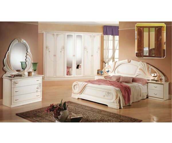 Dima Mobili Lory White Bedroom Set with 4 Door Wardrobe