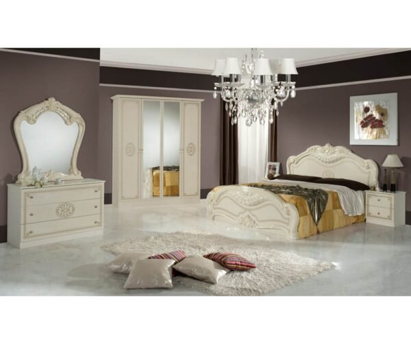 Dima Mobili Lucy Beige Bedroom Set with 6 Door Wardrobe Italian Bedroom Set Home Store UK