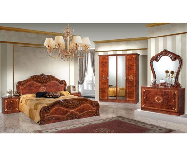 Dima Mobili Lucy Walnut Bedroom Set with 4 Door Wardrobe