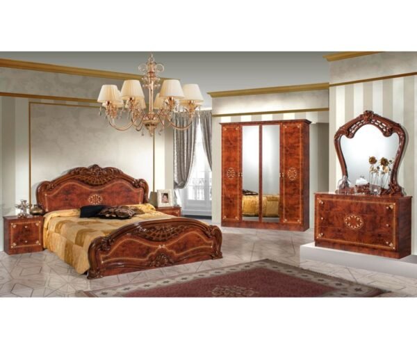 Dima Mobili Lucy Walnut Bedroom Set with 4 Door Wardrobe Italian Bedroom Set Home Store UK