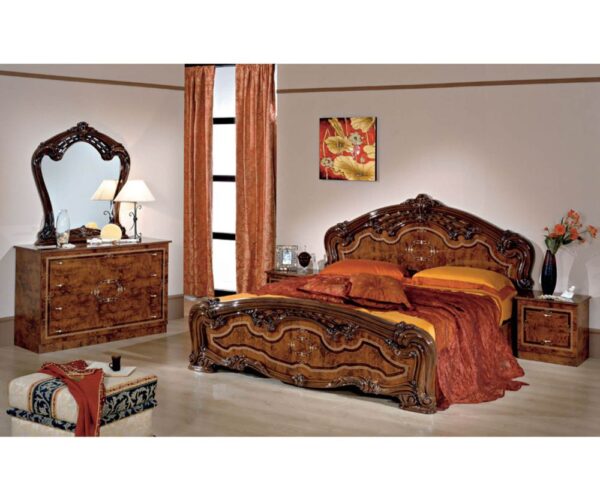 Dima Mobili Carmen Walnut Bedroom Set with 4 Door Wardrobe