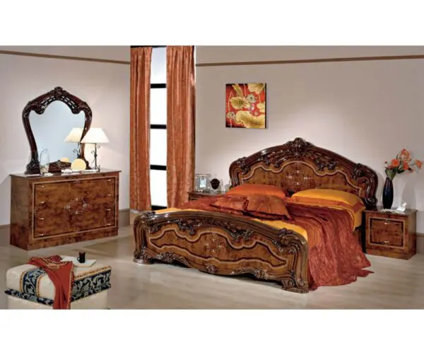 Dima Mobili Carmen Walnut Bedroom Set with 4 Door Wardrobe Italian Bedroom Set Home Store UK