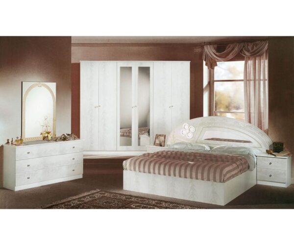 Dima Mobili Salwa White Bedroom Set with 6 Door Wardrobe