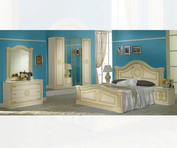 Ben Company New Serena Beige and Gold Italian Bedroom Set Italian Bedroom Home Store UK