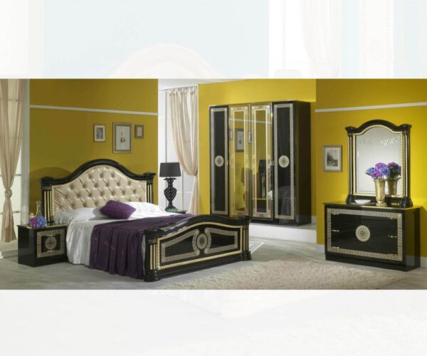 Ben Company New Serena Black and Gold Italian Bedroom Set