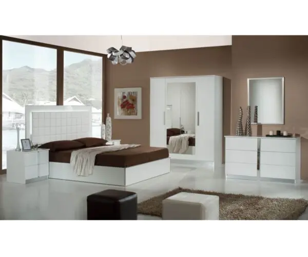 Dima Mobili Nour White Bedroom Set with 6 Door Wardrobe Italian Bedroom Set Home Store UK