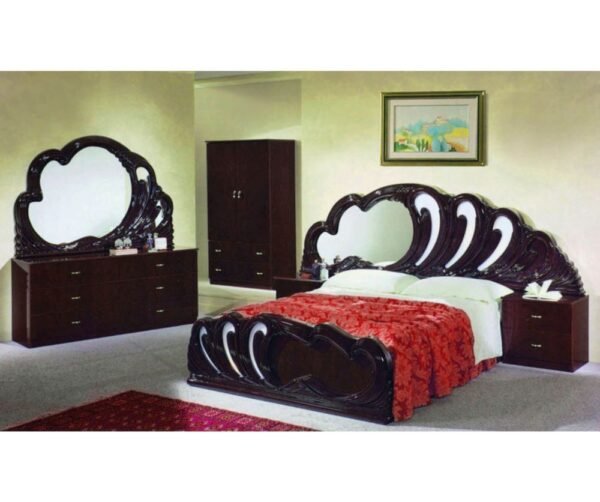 Dima Mobili Paola Mahogany Bedroom Set with 4 Door Wardrobe Italian Bedroom Set Home Store UK