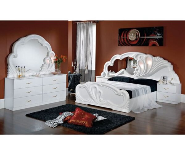 Dima Mobili Paola White Bedroom Set with 4 Door Wardrobe Italian Bedroom Set Home Store UK