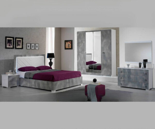 Ben Company Stella White and Grey Finish Italian Bedroom Set