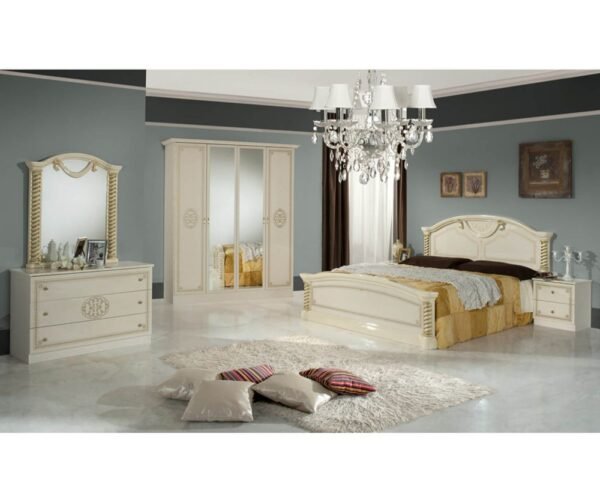 Dima Mobili Vera Beige Bedroom Set with 4 Door Wardrobe Italian Bedroom Set Home Store UK