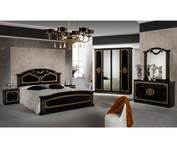 Dima Mobili Vera Black Bedroom Set with 4 Door Wardrobe Italian Bedroom Set Home Store UK