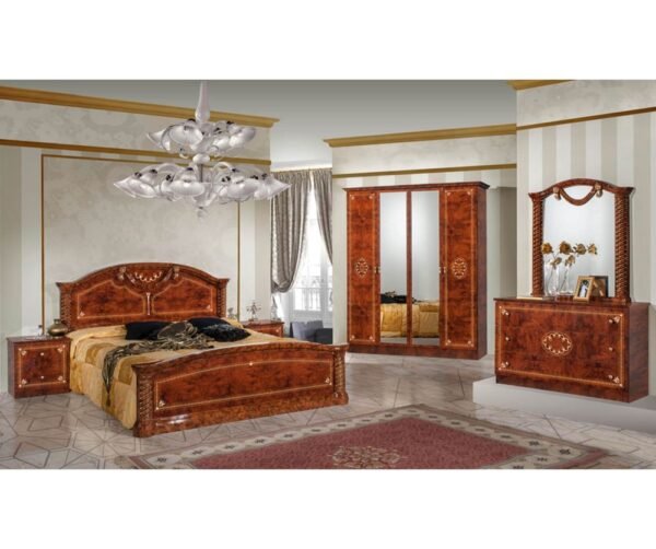 Dima Mobili Vera Walnut Bedroom Set with 6 Door Wardrobe Italian Bedroom Set Home Store UK