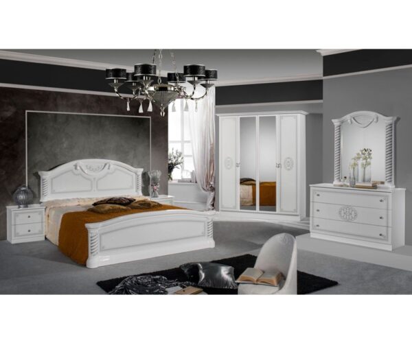 Dima Mobili Vera White Bedroom Set with 4 Door Wardrobe