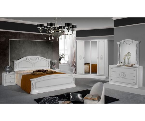 Dima Mobili Vera White Bedroom Set with 4 Door Wardrobe Italian Bedroom Set Home Store UK