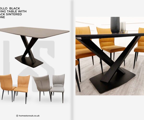 Apollo 1.6 Black Dining Table with Flora Chairs