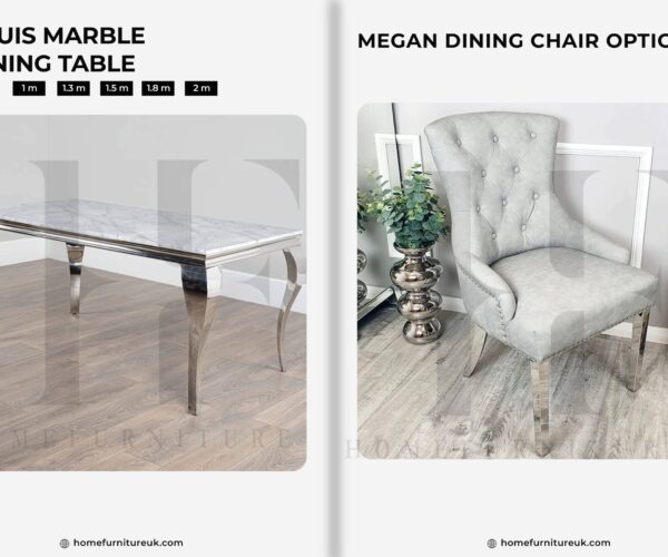 Louis Marble Dining Table With Megan Chair’s