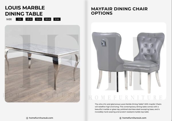 Louis Marble Dining Table With MayFair Chair's Dining Table Chairs Home Store UK