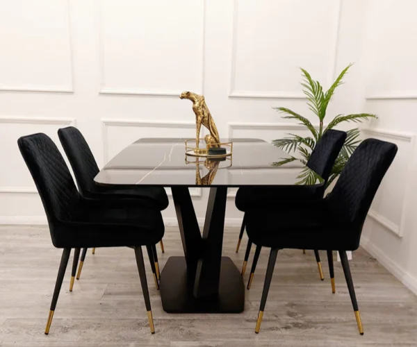 Apollo 1.6 Black Dining Table with Luna Chair