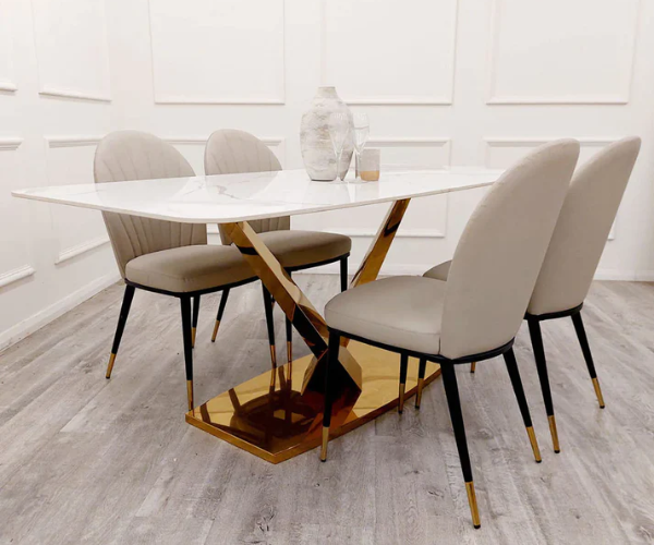 Valeo Gold 1.8 Dining Table with Etta Chair