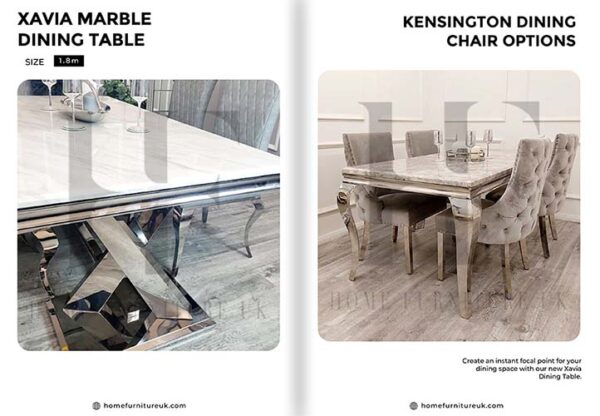 Xavia Dining Table with Kensington Chair's Marble Dining Sets Home Store Uk