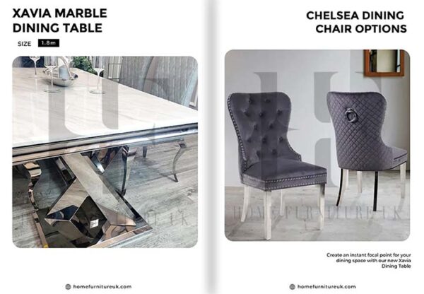 Xavia Dining Table with Chelsea Chair's Marble Dining Tabel Home Store UK