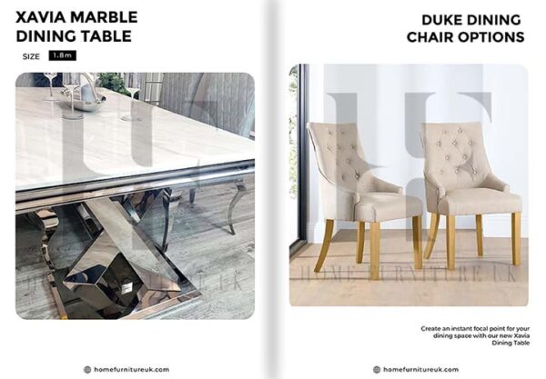 Xavia Dining Table With Duke Chair’s Marble Dining Table Home Store UK