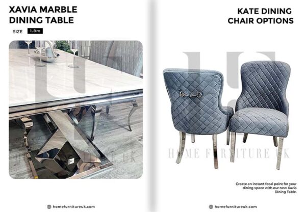 Xavia Dining Table With Kate Chair’s Marble Dining Table Home Store UK