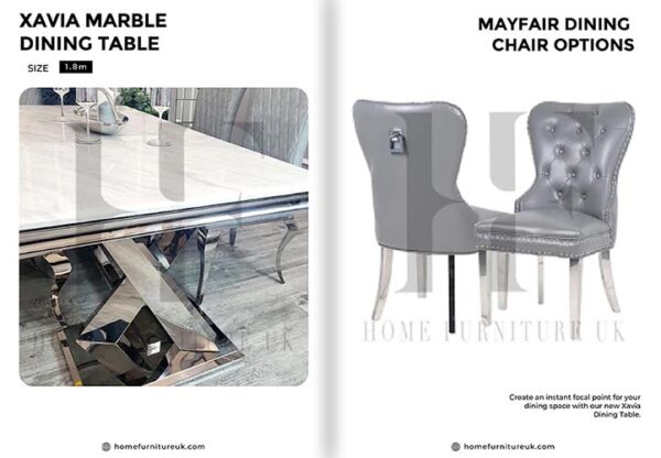 Xavia Marble Dining Table With MayFair Chair’s Marble Dining Sets Home Store UK