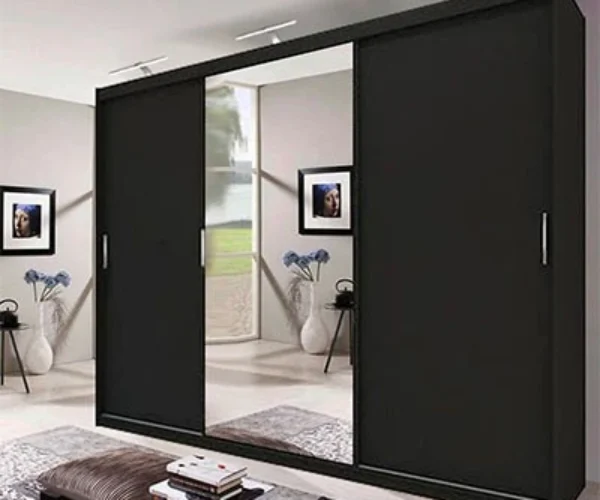 Miami Black 3 Door 250cm Wardrobe