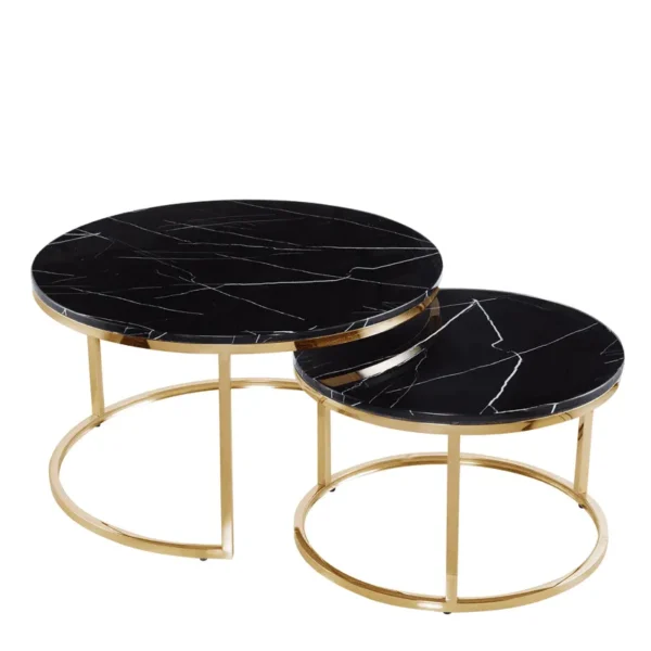 Black Marble Nest Of Tables Side Table Home Store UK