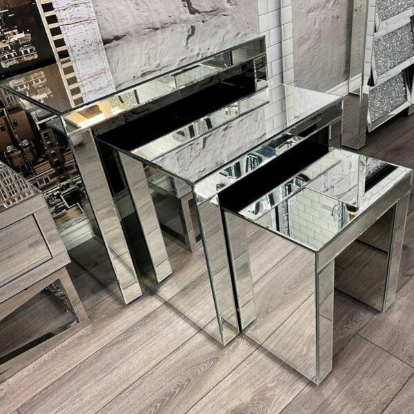 Clear Mirrored Nest of Tables | Side Table | Home Store UK