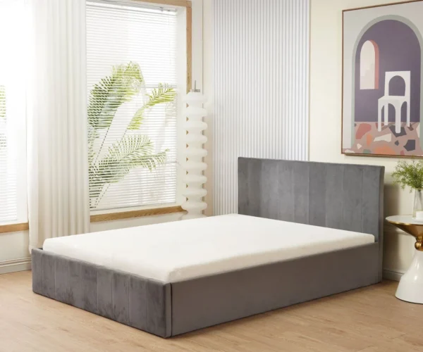 Miami Grey Plush Velvet Ottoman Storage Bed – Available in 3 Sizes (Single, Double, King)