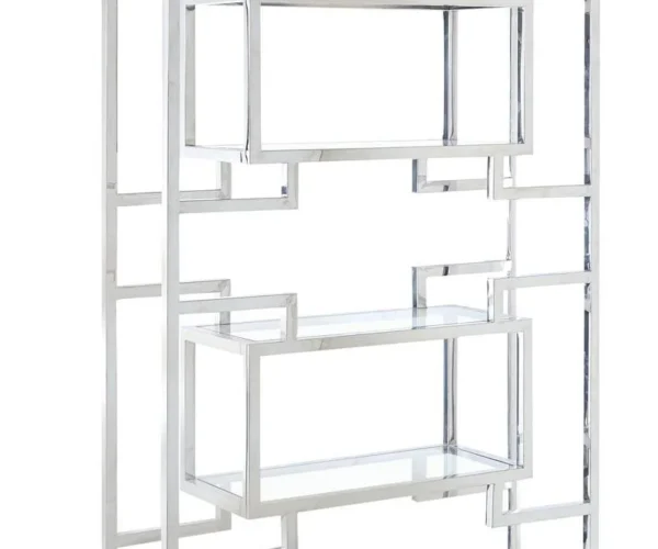 Labyrinth Stainless Steel Bookcase with Glass Inserts