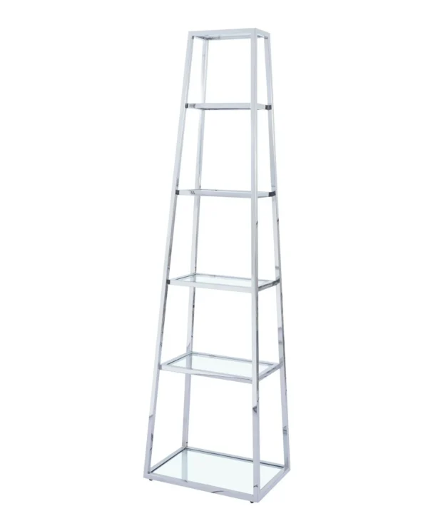 Aire Glass Bookcase with Stainless Steel Frame