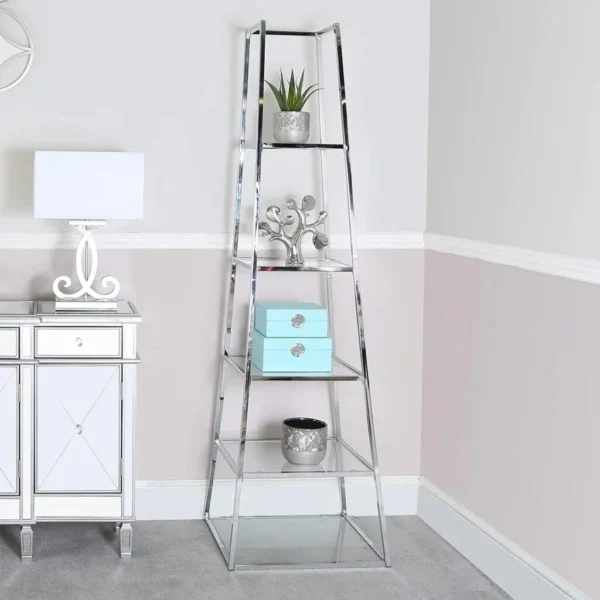 Aire Glass Bookcase with Stainless Steel Frame - Image 2