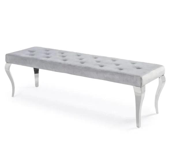 Imperial/Louis 1.3m Velvet Dining Bench in Light Grey