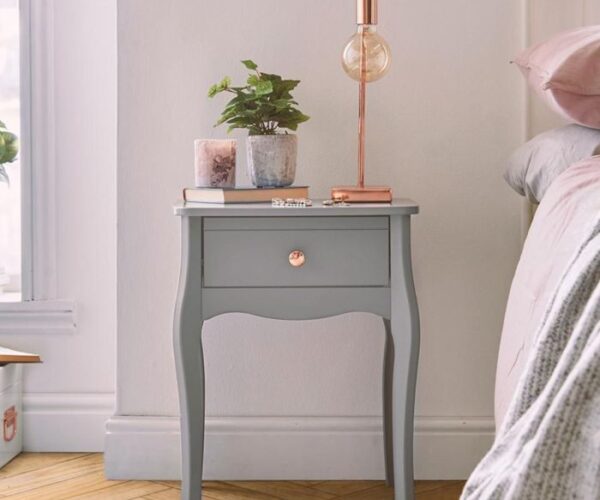 Victoria Nightstand in Folkestone Grey with Rose Gold Colour Handles