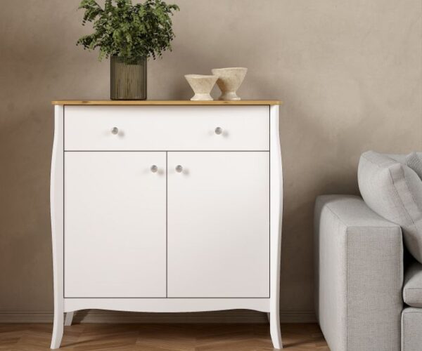 Victoria Sideboard 2 Doors 1 Drawer in Pure White Iced Coffee Lacquer