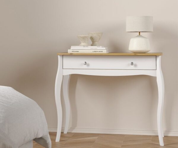 Victoria 1 Drawer Vanity in Pure White Iced Coffee Lacquer