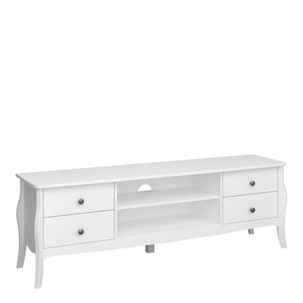 Victoria TV Table (Wide) 4 Drawer 2 Shelves in White - Image 3